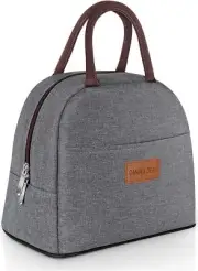 Fashionable Lunch Bag for Women Men Kids Insulated Wide Open Tote Bag H/Gray