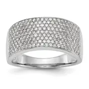 0.97ct. CZ Solid Real 14K White Gold Micro Pave Wedding Band Ring