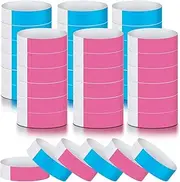 LYSAIMG 200Pcs Paper Wristbands,Waterproof,Hand Bands for Events Lightweight Concert Wristbands Neon Colored Adhesive Wristbands for Events Music Festival Concert Contest (Pink,Blue)
