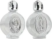 2Pcs 60ml Refillable Holy Water Bottle, Clear Empty Lotion Bottles with Lid for Essential Oils, Home Decor