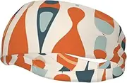 [FHEDVBN] Mid Century Modern Retro with Drop Shapes Sweatbands for Men Women Sport Headbands Moisture Wicking Athletic Sweat Band Fashion Non Slip Hairband for Tennis, Basketball, Running, Gym