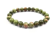 Natural Unakite Jasper Gemstone 8mm Round Beads Stretchable Unisex Bracelet 7.5"