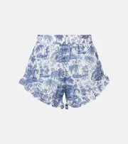 [Staud] Staud Boyana printed cotton toile shorts AU 16 white
