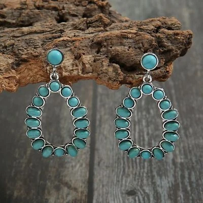 Western Bohemian Turquoise Drop Earrings