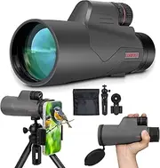 15X56 Monocular Telescope for Bird Watching Hiking Camping Wildlife Viewing, Adjustable Eyecup, Fully Multi-Coated Lenses, Rubber Armor, Non-Slip Grip, Fogproof, Waterproof