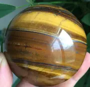 50mm Genuine Natural Yellow Tiger's Eye Quartz Crystal Sphere Ball Craft + Stand