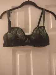 Claudette Lace Bra Green/Black 36B NWT