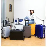 在飛比找樂天市場購物網優惠-登機箱 行李箱 旅行箱 行李箱20吋袋鼠商務鋁框女潮流旅行箱