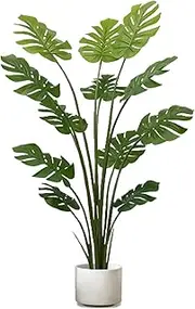 160cm Realistic 5.25 Ft Tall Artificial Monstera Deliciosa Plants,Large Fake Floor Plant Lifelike Leaves in Cement Pot, Tropical Indoor Decor for Living Room, Bedroom, Office – No Maintenance