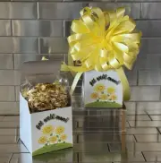 Get Well Soon Gift Box-Basket With 1/2 LB Werther’s Caramel Candy & Yellow Bow