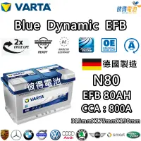 在飛比找蝦皮商城精選優惠-德國VARTA華達 N80 EFB 80AH LN4汽車電瓶