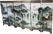 Antique Lacquerware Mini Screen Decorative Ornaments Solid Wood Room Divider Vintage Decor for Home Office