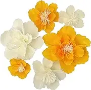 Mybbshower Large Crepe Paper Flower for Wall Party Floral Backdrop Nursery Room Wall Decoration (Yellow Party)