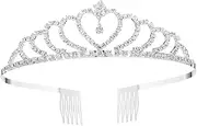 Veemoon Bridal Tiara Comb Crown Silver Hair Claw Clips for Women Baroque Kids Tiaras for Little Girls Crown for Kids Red Bandana Headband Crystal Rhinestone Shiny Miss Wedding Accessories