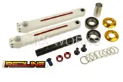 Redline Flight BMX Crank Set Ch-Mo White 175mm with Gold Mid Bottom Bracket