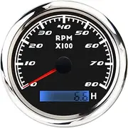 ZFGVGNMTYA 85mm Car Boat Tacho Sensor Marine Tacho Meter with LCD Hourmeter 3000 4000 6000 8000 RPM Tachometer 12V/24V with Red Backlight Car Tachometer(8000RPM BS)