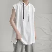 在飛比找momo購物網優惠-【D.studio】韓版素色基本款寬鬆連帽無袖上衣(無袖背心