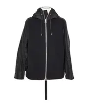 Sacai Drop Shoulder Drawstring Twill Hoodie 3,4 black