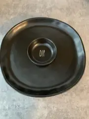 Rae Dunn Black Chip And Dip Platter Bowl Artisan Collection By Magenta NEW