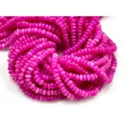 Hot Pink Quartz Smooth Rondelle Heishi Shape Beads, 16" Long size 4mm Hot pink Q