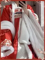 [JIMINISO] 3 Colors Winter Embroidered Big Sleeve Shirt Chest-Length Dress Coat Tang Women Traditional Chinese Warm