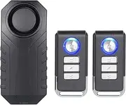 Mengshen Wireless Bicycle Motorcycle Alarm, Waterproof Anti-Theft Security Sensor Alarm with 113dB Super Loud Sound, 7 Level Sensitivity (2 Remote Control Included)