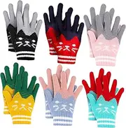 [WATIIFUFU] Bulk Boys and Girls Gloves Winter Warm Knitted Mittens Kitten Pattern Comfortable for Toddlers
