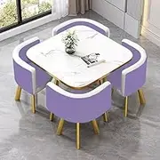 Kitchen Dining Table Set for 4,5 PCS Office Conference Table with 4 Humanized Chair, MDF Tabletop Coffee Reception Table(2)