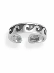 Toe Ring with Waves Antiqued Oxidized Sterling Silver