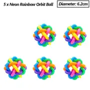 5 x Squeeze Ball Autism Toy Neon Rainbow Orbit Ball Stress Relief Bouncing Balls