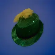 FEDORA MARDI GRAS GREEN SEQUIN WITH GOLD FEATHER SIZE 58