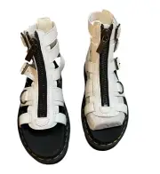 Dr Martens Olson Zipped Leather Strap Sandals Womens Sz 7 White Black Platform