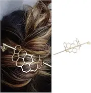Iaceble Minimalist Honeycomb Hair Clip Bee Hair Sticks Barrette Gold Hair Bun Holder Hollow Hair Bun Maker Metal Geometry Hairpins Accessories for Women and Girl Headdress