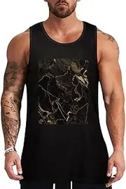 [NQHJT] Men Tank Tops Gold Black Marble Sleeveless T Shirts for Men's Fitness Quick Dry Gym Tank Top for Men