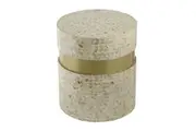 Copa Round Wooden Stool Side Table Gold Accent 35CM
