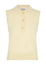 Ganni Wool and Cashmere-blend Polo top - Yellow - S (UK8-10 / S) S (UK8-10 / S)