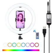 10.2 Usb Rgbw Led Ring Light with Tripod & Remote for Vlogging & Photography