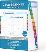 Planner Refills 2025-2026 – Jul.2025 - Jun.2026, 2025-2026 Planner Refills, Two Pages Per Day Daily ＆ Monthly, 8.38" x 5.51", Ring-Bound with Tabs