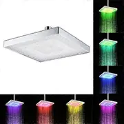 Generic 8 Inch Color Changing LED Spray Shower Head with Temperature Indicator, Eco-Friendly, Easy Installation, Round/Square Options