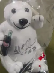 VINTAGE 1993 PLAY-BY-PLAY COCA-COLA BEAR WITH COKE BOTTLE-SIGNED AUTOGRAPH
