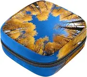 Period Bag,Sanitary Napkin Storage Bag,Autumn Sky Golden Trees,Tampon Bag for Purse