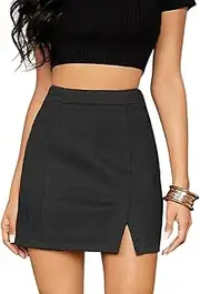 [VNDFLAG] Women's High Waist Faux Suede Side Split Bodycon Short Mini Skirt