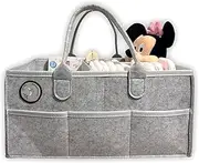 Large Baby Diaper Caddy Organizer Nappy Caddy Bag Portable Felt Nursery Essential Storage Basket for Baby Essentials, Spacious Car Travel Organizer with Multi Pockets Changing Table Organizer