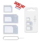 Sim Card Adapter Kit 4 in1 Nano Micro Standard Size Converter Tray for CellPhone