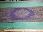Scarf purple/ gold rectangle shape with fringe paisley pattern