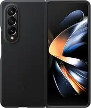 [Samsung] Galaxy Z Fold4 Leather Cover, Protective, Premium, Elegant Phone Case with Front and Back Protection, Soft Surface, US Version, Black