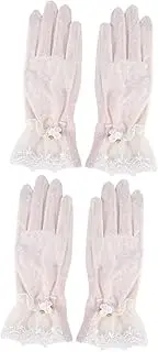 [QWDSGFWS] 2 Pairs Womens Gloves Touch Screen Gloves Dreses Ice Silk Gloves Pearlescent Women's Sleeves/1164