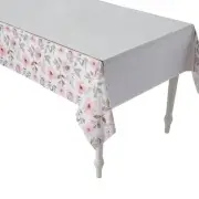 Pink Flowers Rectangle Disposable Plastic Tablecloth 108" x 54"