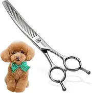 Curved Thinning Shears 7'' Professional Grooming Shears for Dogs - Japan 440C 50% Thinning Rate 42 Teeth (Polish)