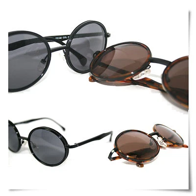 New Hot Round Style Retro Vintage Made in ltaly Sunglasses Free Hard Case